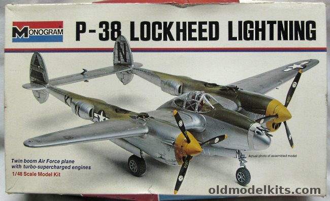Monogram 1/48 Lockheed P-38L / P-38M 2 Seat Night Fighter / P-38J / F-5 Lightning - White Box Issue, 6848-0225 plastic model kit